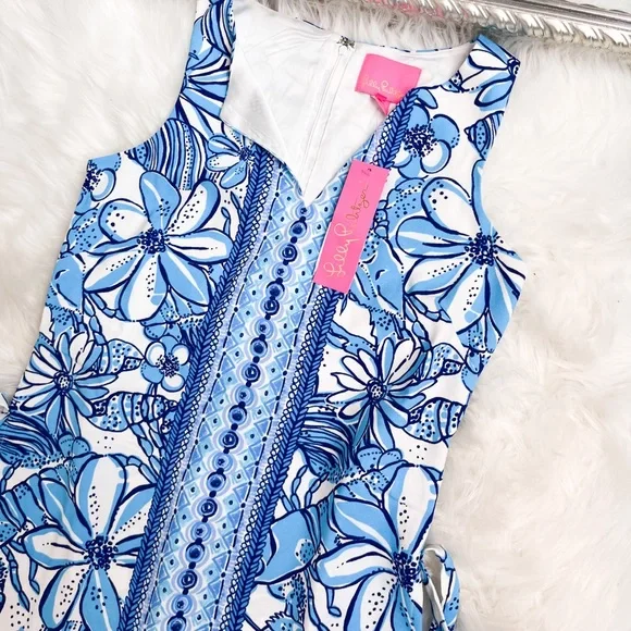 Lilly Pulitzer Donna Maxi Romper Succulent Blue Coronado Crab NWT Size 2 - Picture 7 of 9